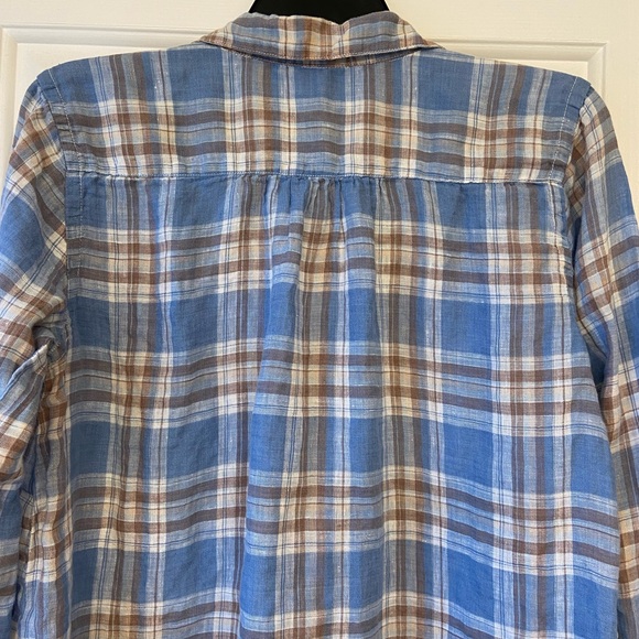 CP Shades Plaid Popover Teton Tunic Top Linen Sz X Small - Picture 11 of 12